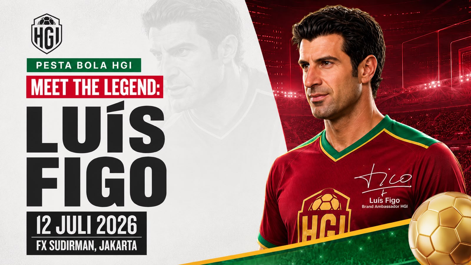 Legenda Sepak Bola Dunia Luís Figo Bakal Meriahkan Puncak Pesta Bola HGI 2026 di Jakarta pada 12 Juli 2026